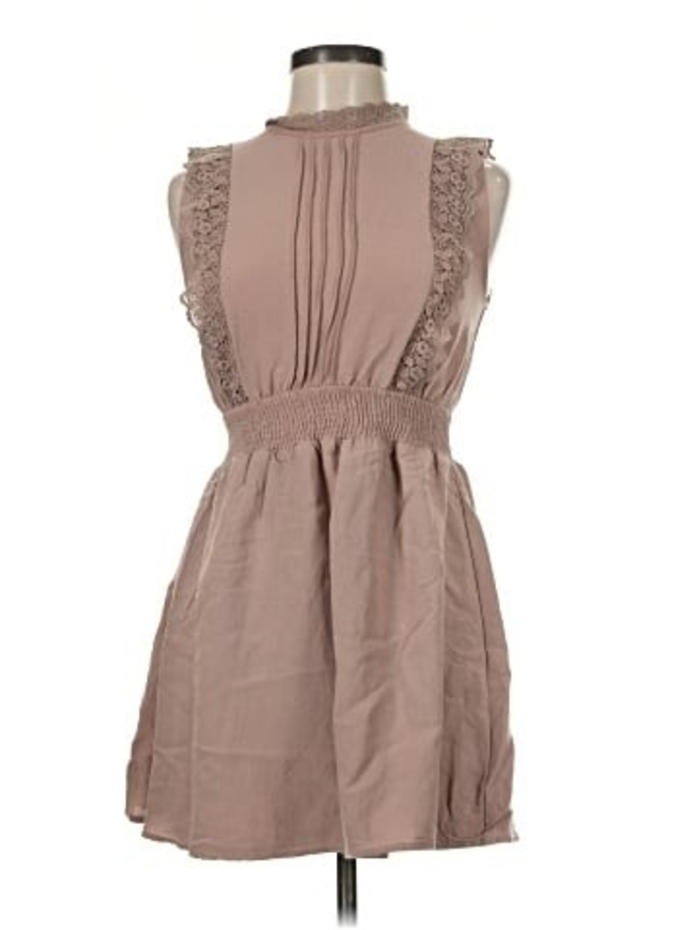 Sweet Wanderer Mauve Lace-Trim Mini Dress